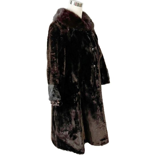 Sheared Beaver Midi Coat with Front Closure & Mink Collar Vintage 1940s Taubert - Picture 2 of 15